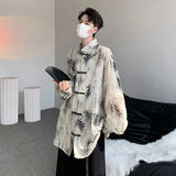 FOESCE 2025 New Summer Ice Thin Chinese Style Tang Suit with a High-end Feel New Chinese Style Button Up Collar Loose Fitting Shirt
