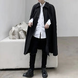 FOESCE Mens Dark Style Sleeveless Mid-Length Cape Cloak Autumn And Winter Genderless Japanese Fashion Retro Loose Cape Coat Unisex