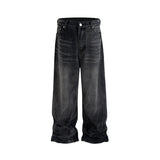 FOESCE Streetwear Black Gray Washed Ripped Baggy Jeans Pants for Men and Women Straight Ropa Hombre Loose Casual Denim Trousers