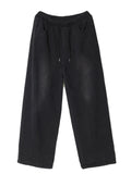 FOESCE 2025 Lace up wide leg jeans for men's autumn American hip-hop loose casual pants, trendy Instagram washed floor mop pants