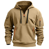 FOESCE 2025 New Multi Pocket Zipper Fleece Hooded Casual Shirt for Men and Women Plus Size Loose Pullover Fashion Sweatshirt top