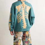 FOESCE 2025 Winter Sports Sweater Top y2k Retro Skull Plush Sweater Outdoor Winter Warmth Trendy Hip Hop Bone Sweater Hoodie Top