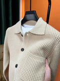 Fashion brand men cardigan sweater  autumn/winter new high-end lapel Korean casual solid color pocket knitted sweater jacket