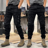 FOESCE Cargo Pants for Mens Elastic Casual Trousers Zipper Multi-Pocket Joggers