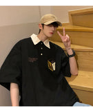 FOESCE Lapel short sleeve t-shirt men's fashion brand trend loose and versatile polo shirt men in summer high sense niche design half