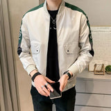 FOESCE Fashion Stand Collar Zipper Spliced Fake Two Pieces Jackets Men's Clothing 2025 Autumn Winter New Loose Korean Tops Casual Coats