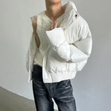 FOESCE Mens Solid Color Stand-Up Collar Cotton Casual Autumn Winter Genderless Fashion Youth Trend Korean Style Bread Jacket Unisex