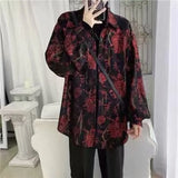 FOESCE Korean Fashion Long Sleeve Men Streetwear All-match Handsome Stylish Teens Shirt Spring Retro Temperament Hawaiian Men's Shirts