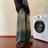 FOESCE 2025 Trendy hiphop pants, men's American vintage jeans, spring autumn hip-hop loose wide leg pants streetwear pantalon homme
