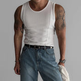 FOESCE Mens Shaping Stretch Knit Vest Genderless 2025 New Fitness Sports Tight Breathable Sweat-Absorbent Solid Color Tank Top Unisex