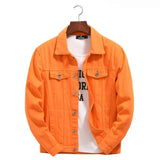 Top Denim Jacket Men Women Clothes Autumn Fashion Cowboy Coat Spliced Purple Orange Loose Jean Jacket Men's Denim Jacket