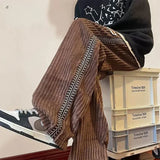 Korean corduroy pants for men in spring and autumn, loose straight wide-leg trendy and versatile casual trousers korean  pants