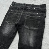 FOESCE Y2K Washed Jeans Gothic Retro Micro Flared Double Waisted Lace Up Pants Men Women Streetwear High Quality Design Sense Trousers