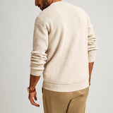 FOESCE Fashionable Waffle Knitted Sweaters Men Casual Solid Color Long Sleeve Crew Neck Knit Jumper Top Mens Autumn Trendy Slim Sweater