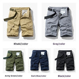 FOESCE Men Summer Brand New Solid Casual Classic Cargo Shorts Men Fashion Cotton Multi-pocket Shorts Men Outwear Breathable Shorts Male