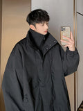 FOESCE Vintage American style trench coat Men's dark department Men's senior sense fake two-piece jacket outdoor mountaineering coat