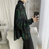 FOESCE Korean Fashion Long Sleeve Men Streetwear All-match Handsome Stylish Teens Shirt Spring Retro Temperament Hawaiian Men's Shirts