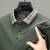 FOESCE Light luxury brand polo shirt long sleeved spring and autumn new style comfortable and breathable casual striped lapel T-shirt