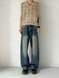 FOESCE LIMITED LESS Washable Old Cat Beard Worn Loose Wide Leg Versatile Jeans and Pants for Men and Women