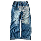 FOESCE Y2K men Jeans gothic American Pattern letter jeans vintage Casual men women Harajuku Fashion streetwear Hip Hop wide leg jeans
