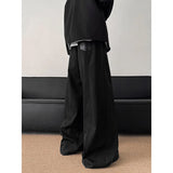 FOESCE Patchwork Wide Leg Pants Men Casual trousers PU Zipper Hip Hop unisex Fashion Harajuku High Street trend Loose Pants Ropa Hombre