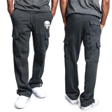 FOESCE New casual men's fitness drawstring elastic waist solid color workwear pocket pants sweatpants fashion sports pants