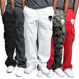 FOESCE New casual men's fitness drawstring elastic waist solid color workwear pocket pants sweatpants fashion sports pants
