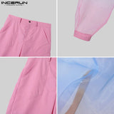FOESCE INCERUN 2025 American Style Trousers Mens Fashion Fake Two-piece Tie Dyed Pants Casual Clubwear Male Personality Pantalons S-5XL