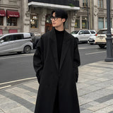 FOESCE Trench Coat Autumn Korean Men's New Fashion Overcoat Male Long Windbreaker Streetwear Trench Men Outerwear Black/Gray/Coffee
