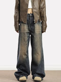 FOESCE 2025 New Vintage Blue Jeans Women High Waist Grunge Y2k 90s Streetwear Baggy Casual Korean Fashion Straight  Denim Trouser Women