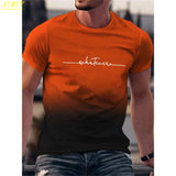 FOESCE Fashion Summer 3D Stripe Letter Print Men's T Shirt Hip Hop Trend Harajuku Streetwear Casual O-neck Oversized T-shirts Men Tops