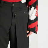 FOESCE Men's Fashion Double Layer Skirts Pants New Trend Dark Deconstructed Pleated Trousers Straight Leg Pants Genderless Streetwear