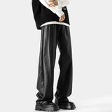 FOESCE Mens Pu Leather Pants Classic Grunge Motorcycle Pu Casual Pants Spring Streetwear Fashion Straight Pants Men'S Clothing 2025 New