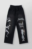 FOESCE New American sweatpants Gym fitness running stretch collaboration anime cool jogger cotton terry printed wide-leg casual pant