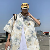 FOESCE 2025 Instagram Pi Shuai Tie Dyed Shirt for Boys, Unique Design, Summer Short sleeved Coat, Cityboy Large Shirt camisas feminina