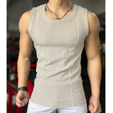 FOESCE New Men's Casual Tank Top Summer Fitness Training Elastic Base Layer 2025 Sleeveless Sports Vest bodybuilding gym t shirt men