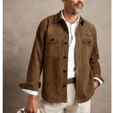 FOESCE Men's New Suede Jacket Casual Single-breasted Jacket Man Jackets Men's Winter Coats Mens Clothing Coat Clothes Spring 2025