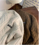 New American style knitwear for men lazy style Japanese retro style boys' handsome casual twist sweater loose sweater jacket top