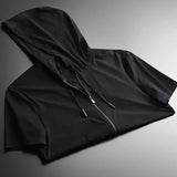 FOESCE 2025 New Summer Casual Loose and Simple Solid Color Quick Drying Breathable Fashion Versatile Short Sleeved Zippered Hoodie