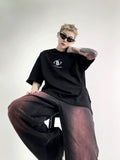 FOESCE 2025 Black Washed Red Jeans Men's Loose Straight Trendy 2025 New Versatile Wide Leg Pants streetwear denim men skinny