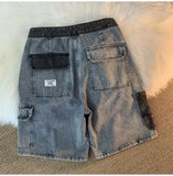 Japanese Vintage Loose-fit Denim Shorts For Men Women Summer Trendy Street Style Casual Functional Multi-pocket Cargo Pants