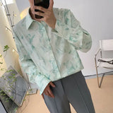 FOESCE Fashion Streetwear Korean Printing Loose Turn-down Collar Man Long Sleeve Men's Clothing Button Spring Summer Thin Shirts Tops