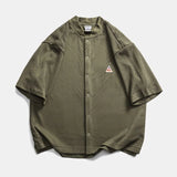 FOESCE Mesh Short Sleeve Shirt Men Summer Japanese Streetwear Fashion Loose Casual Oversize Cargo Shirts Cityboy Blouses Cardigan