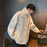 FOESCE Vintage American style trench coat Men's dark department Men's senior sense fake two-piece jacket outdoor mountaineering coat