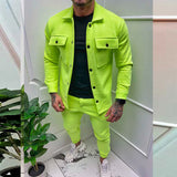 Men Set Autumn Fashion Jacket and Pants Two Piece Set Men's Suits New Trend Solid Color Fashion Large Size Ropa Para Hombre
