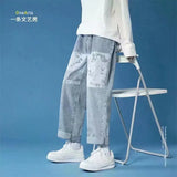 FOESCE Summer thin men's fashion famous brand versatile loose straight Summer wide leg pants clothes streetwear hiphop denim New 2025
