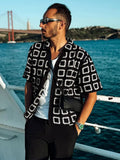 Oversized Button Through Crochet Knit Shirt For Male Fashion Lapel Short Sleeve Beach Knitted T Shirts Summer Chic Vacation Tops
