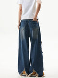 FOESCE American style distressed and distressed design, floor mopping jeans for men and women, loose high street straight leg casual
