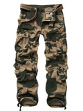 FOESCE Men's Casual Cargo Pants Camo Pants Combat Work Pants with 8 Pockets(No Belt)