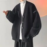 White Crewneck Man Clothes Black Knitted Sweaters for Men Cardigan Round Collar Ugly Old Order 2024 Trend Street Overfit S Neck